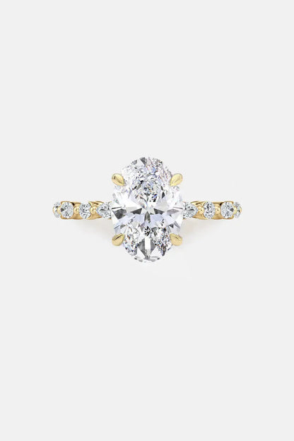 ADELINA - Oval Diamond Engagement Ring With Marquise & Round Band Accents AG & CO Jewellery
