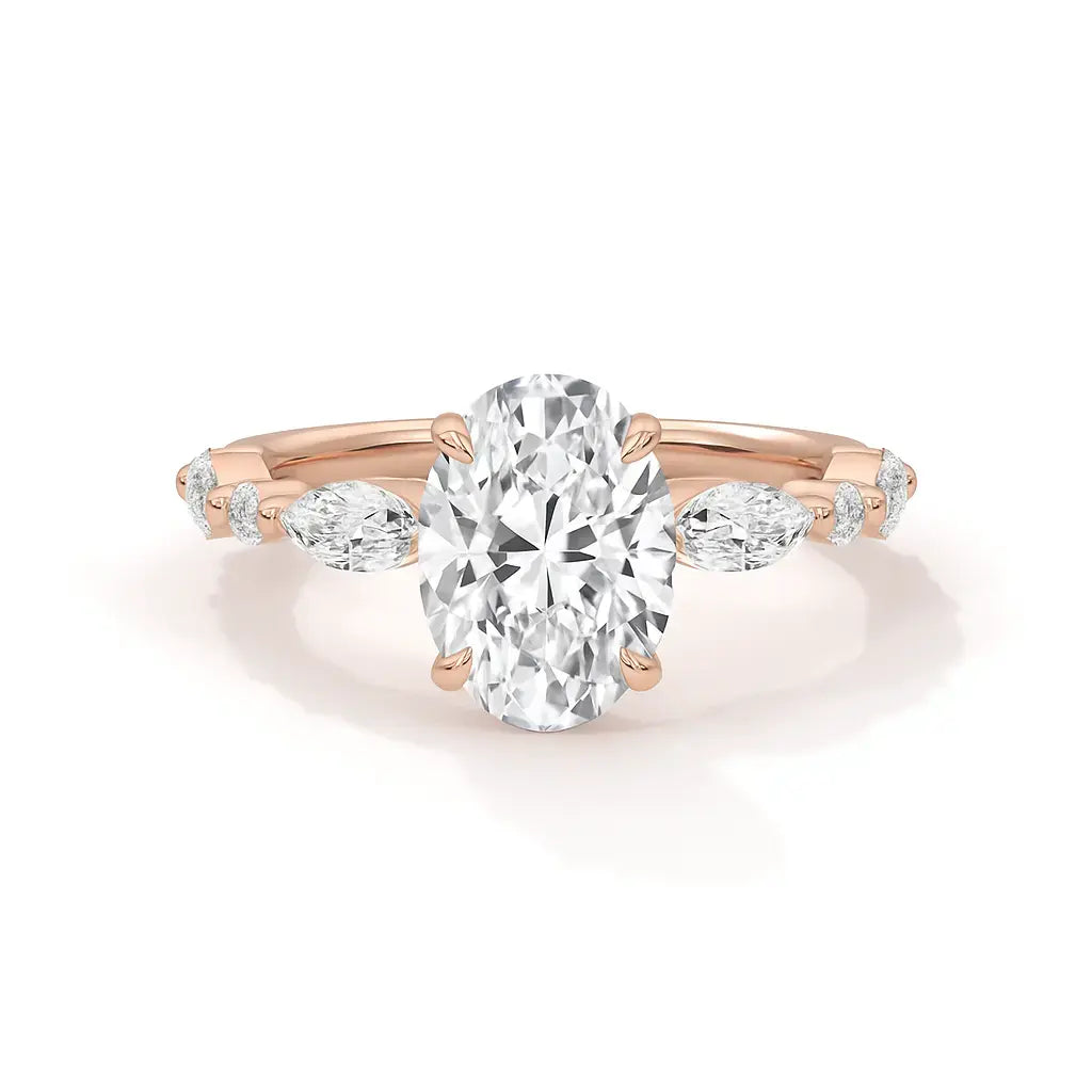 adelina - oval diamond engagement ring with marquise & round band accents ag & co jewellery