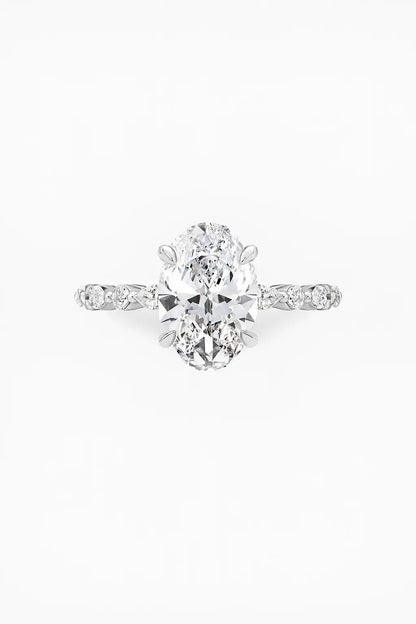 ADELINA - Oval Diamond Engagement Ring With Marquise & Round Band Accents AG & CO Jewellery