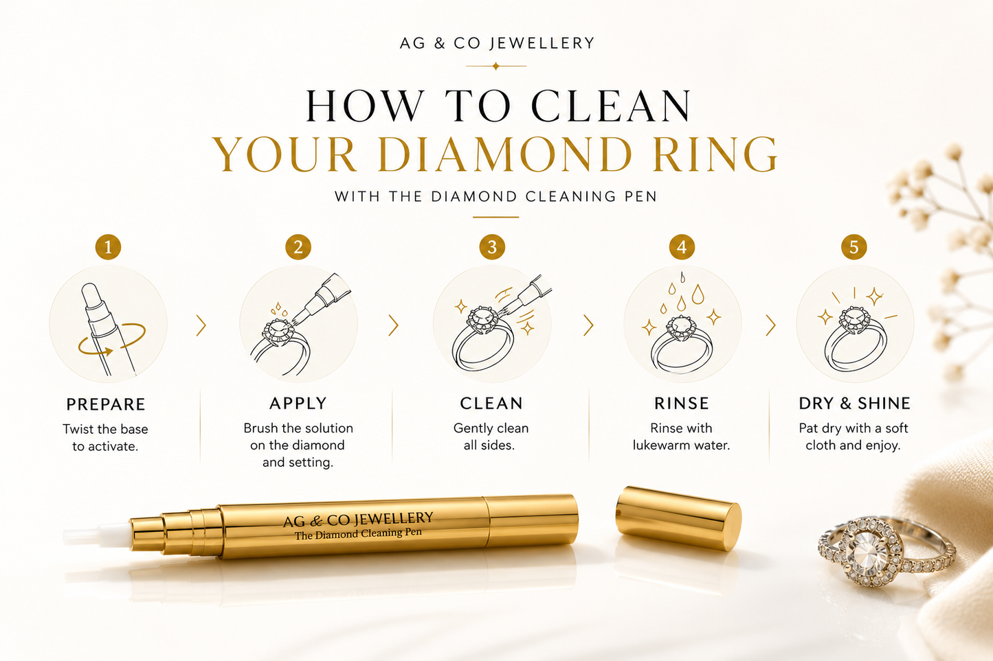 ag & co diamond ring cleaning pen brush ag & co jewellery