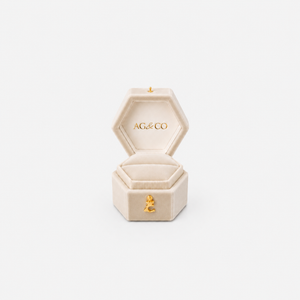 AG & CO Luxury Velvet Pocket Proposal Engagement Ring Box - Beige