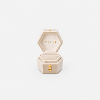 AG & CO Luxury Velvet Pocket Proposal Engagement Ring Box - Beige AG & CO Jewellery