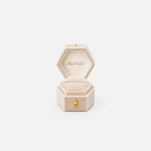 AG & CO Luxury Velvet Pocket Proposal Engagement Ring Box - Beige