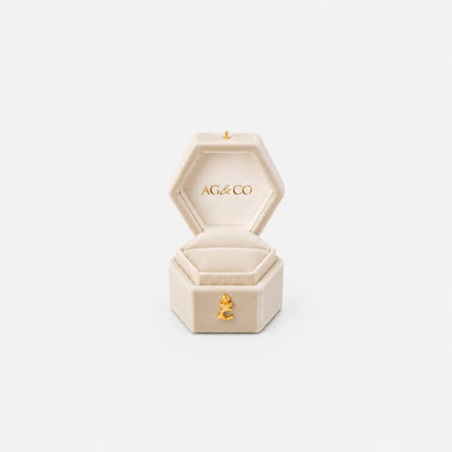 AG & CO Luxury Velvet Pocket Proposal Engagement Ring Box - Beige AG & CO Jewellery