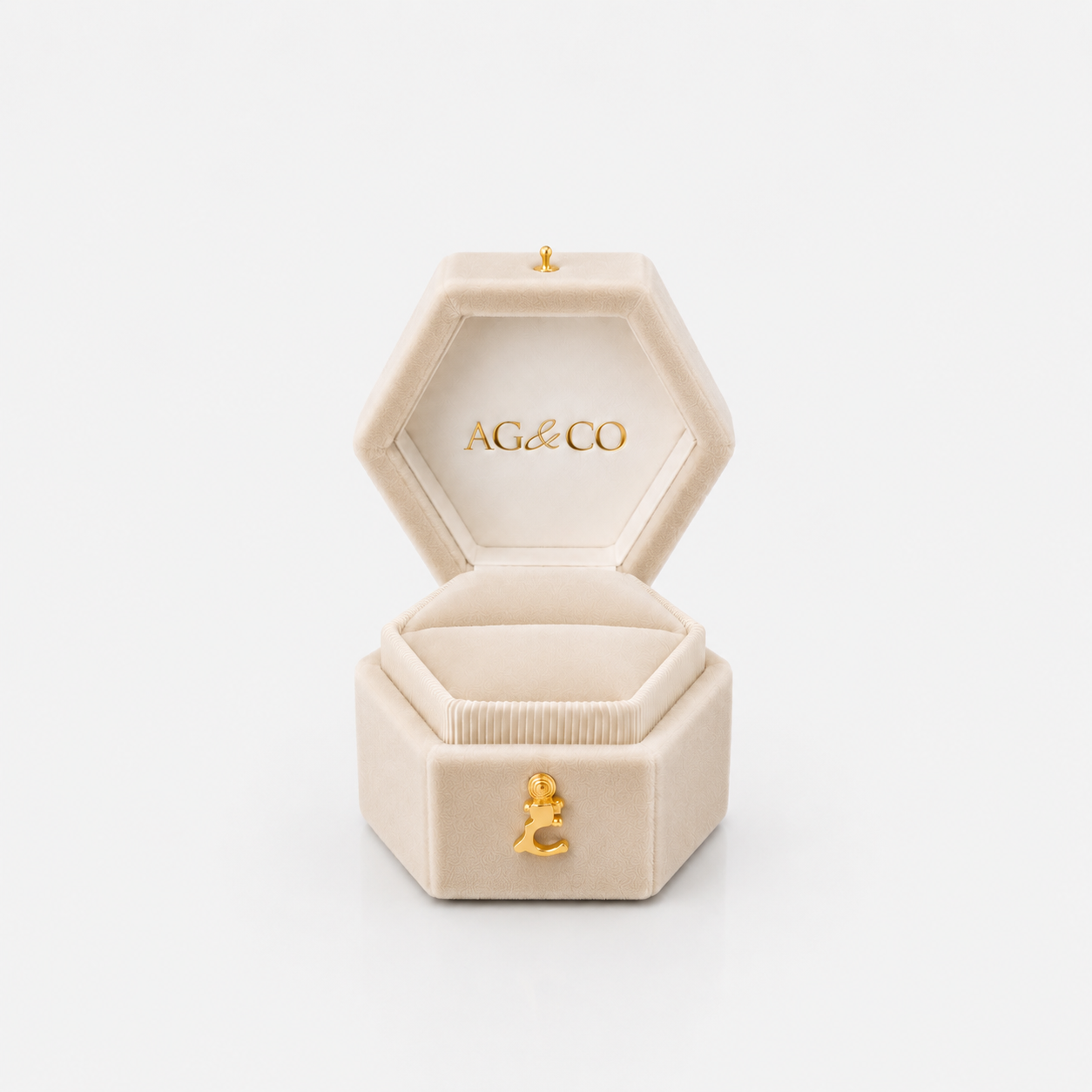 AG & CO Luxury Velvet Pocket Proposal Engagement Ring Box - Beige AG & CO Jewellery