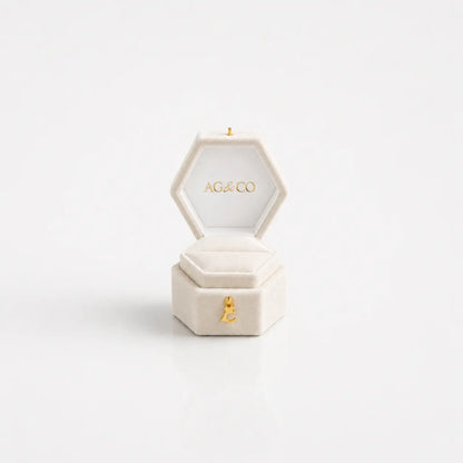 AG & CO Luxury Velvet Pocket Proposal Engagement Ring Box - Ivory White AG & CO Jewellery