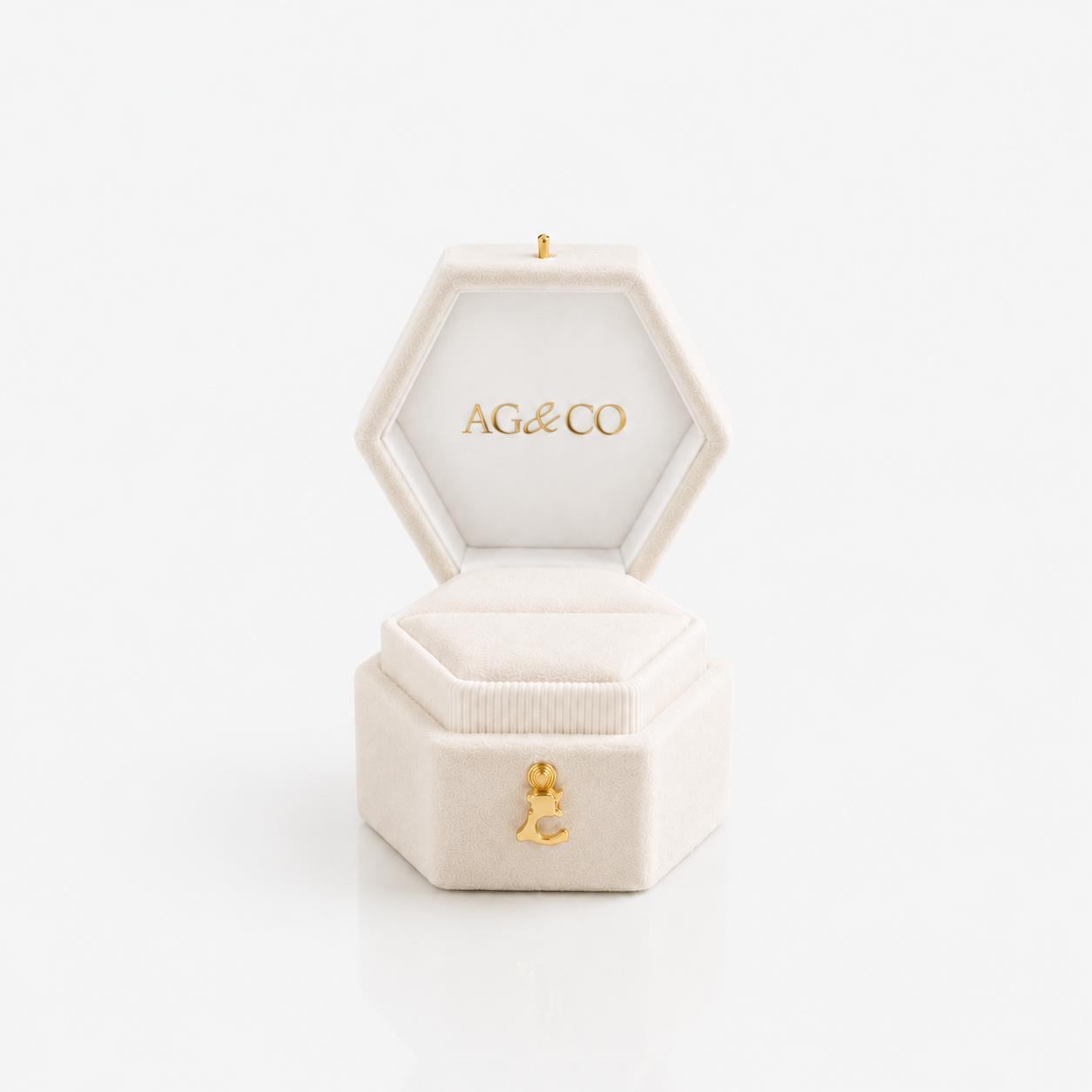 ag & co luxury velvet pocket proposal engagement ring box - ivory white ag & co jewellery