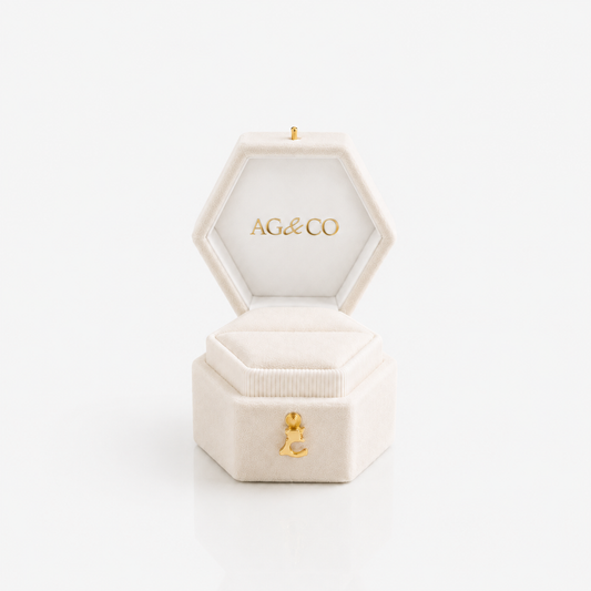 AG & CO Luxury Velvet Pocket Proposal Engagement Ring Box - Ivory White AG & CO Jewellery