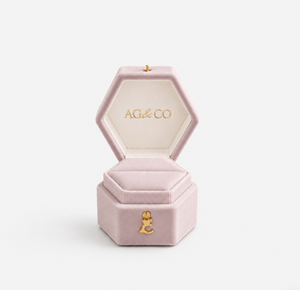AG & CO Luxury Velvet Pocket Proposal Engagement Ring Box - Light Mauve
