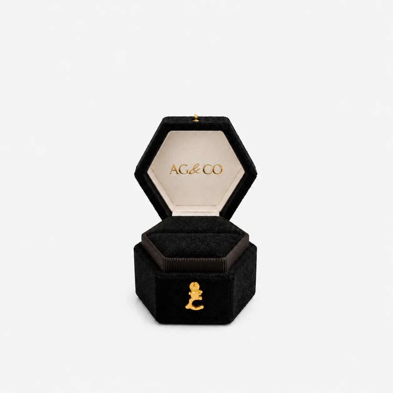AG & CO Luxury Velvet Pocket Proposal Engagement Ring Box - Midnight Black AG & CO Jewellery