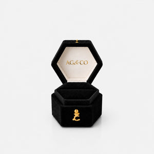 AG & CO Luxury Velvet Pocket Proposal Engagement Ring Box - Midnight Black