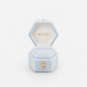 AG & CO Luxury Velvet Pocket Proposal Engagement Ring Box - Powder Light Blue