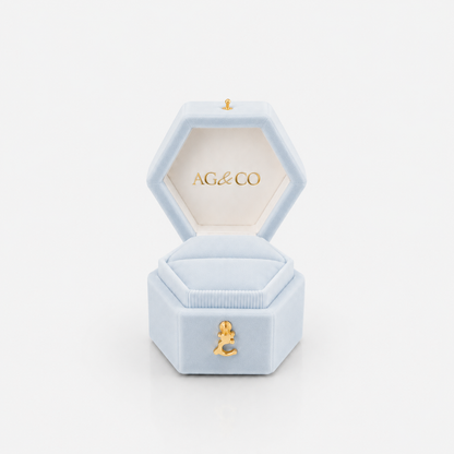 AG & CO Luxury Velvet Pocket Proposal Engagement Ring Box - Powder Light Blue AG & CO Jewellery