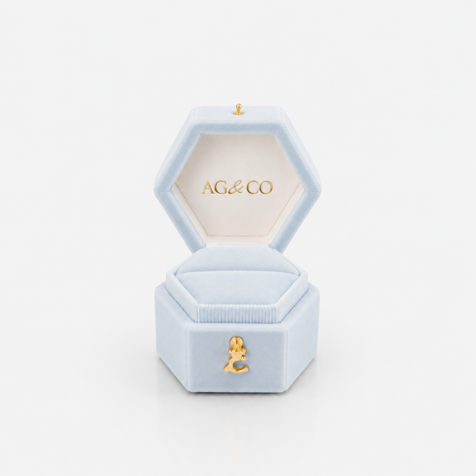 AG & CO Luxury Velvet Pocket Proposal Engagement Ring Box - Powder Light Blue AG & CO Jewellery