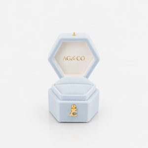 AG & CO Luxury Velvet Pocket Proposal Engagement Ring Box - Powder Light Blue