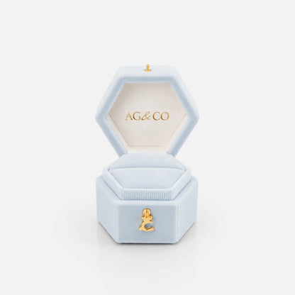 AG & CO Luxury Velvet Pocket Proposal Engagement Ring Box - Powder Light Blue AG & CO Jewellery