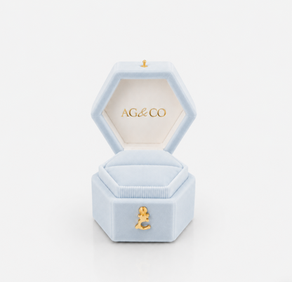 AG & CO Luxury Velvet Pocket Proposal Engagement Ring Box - Powder Light Blue AG & CO Jewellery