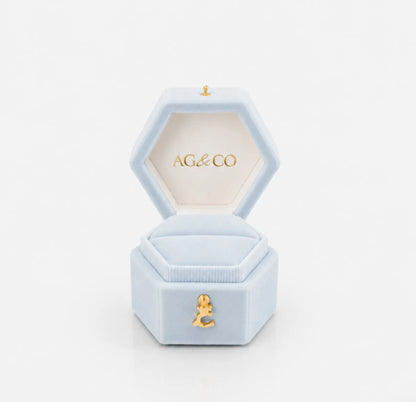 AG & CO Luxury Velvet Pocket Proposal Engagement Ring Box - Powder Light Blue AG & CO Jewellery