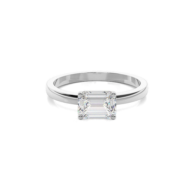harriet - east west emerald solitaire engagement ring yellow gold - ag & co jewellery