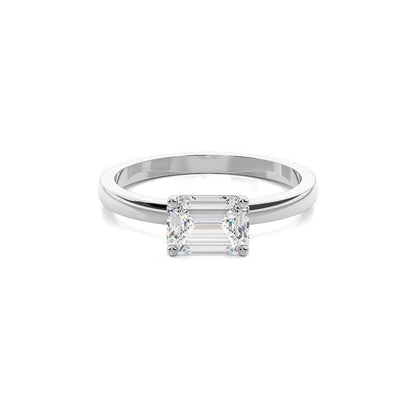 Harriet - East West Emerald Solitaire Engagement Ring Yellow Gold - AG & CO Jewellery