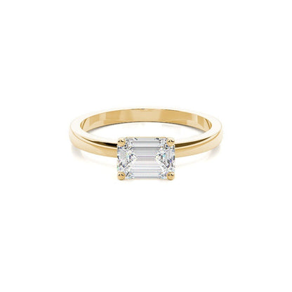 Harriet - East West Emerald Solitaire Engagement Ring Yellow Gold - AG & CO Jewellery
