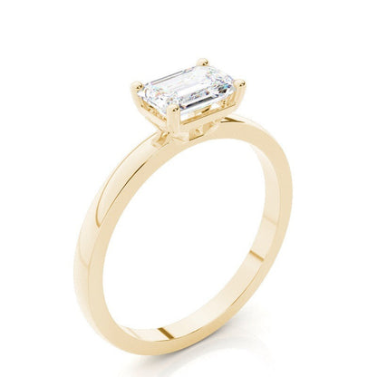 Harriet - East West Emerald Solitaire Engagement Ring Yellow Gold - AG & CO Jewellery