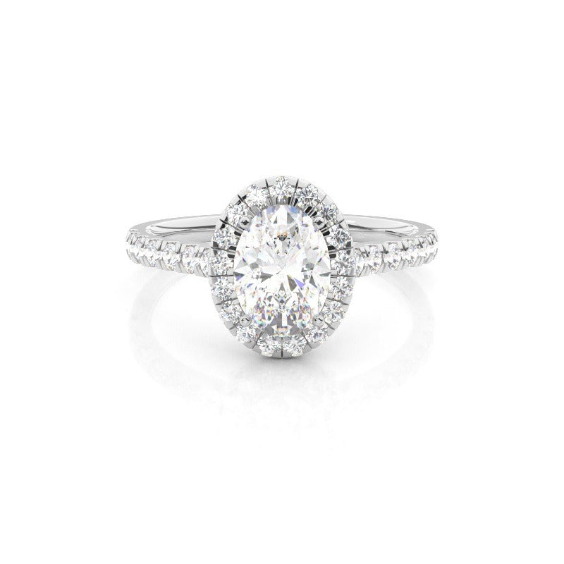 Isabella - Oval Halo with Pavé Solitaire Diamond Engagement Ring AG & CO Jewellery