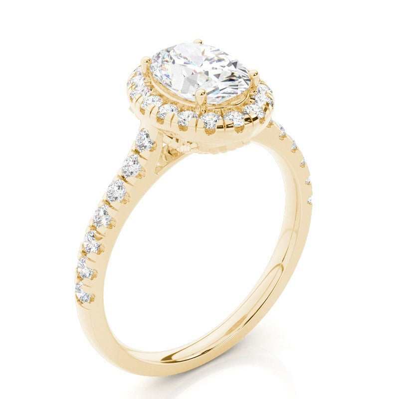 Isabella - Oval Halo with Pavé Solitaire Diamond Engagement Ring AG & CO Jewellery