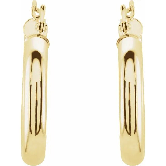 14k yellow gold tube 20 mm hoop earrings ag & co jewellery