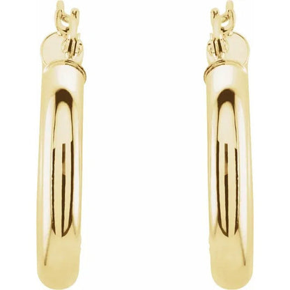 14K Yellow Gold Tube 20 mm Hoop Earrings AG & CO Jewellery