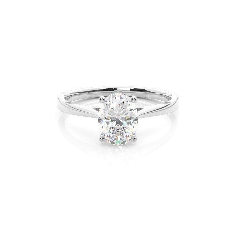 2.50ct Oval Lab-Grown Diamond Solitaire Cathedral Engagement Ring in Platinum AG & CO Jewellery