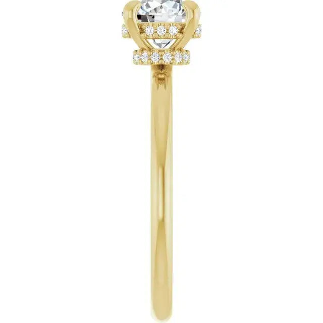 1.00-6.00CT Round Brilliant Lab Grown Round Solitaire Engagement Ring with Hidden Halo & Pave Diamond Band in 14k Solid Yellow Gold AG & CO Jewellery
