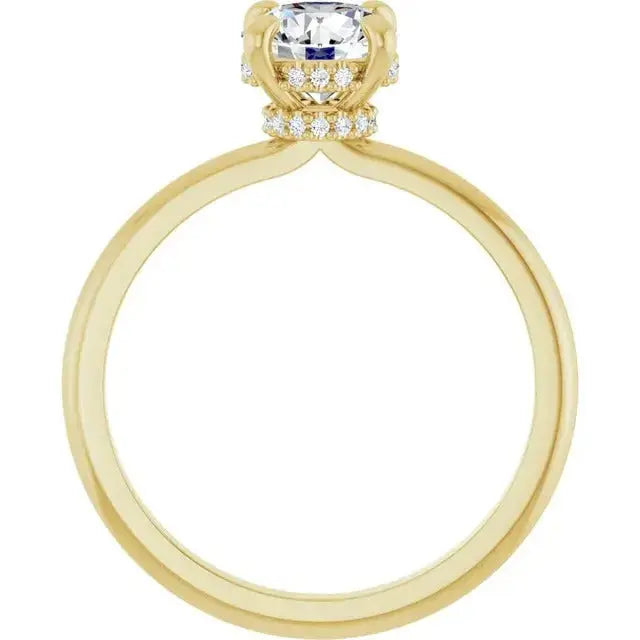 1.00-6.00CT Round Brilliant Lab Grown Round Solitaire Engagement Ring with Hidden Halo & Pave Diamond Band in 14k Solid Yellow Gold AG & CO Jewellery