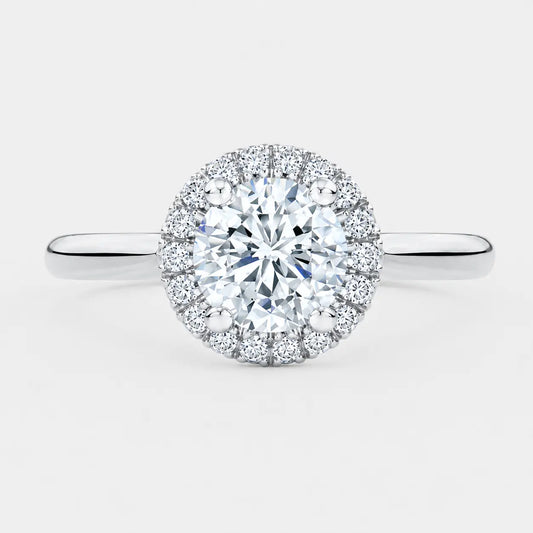 ALBA – Round Brilliant Halo Engagement Ring Setting in White Gold AG & CO Jewellery