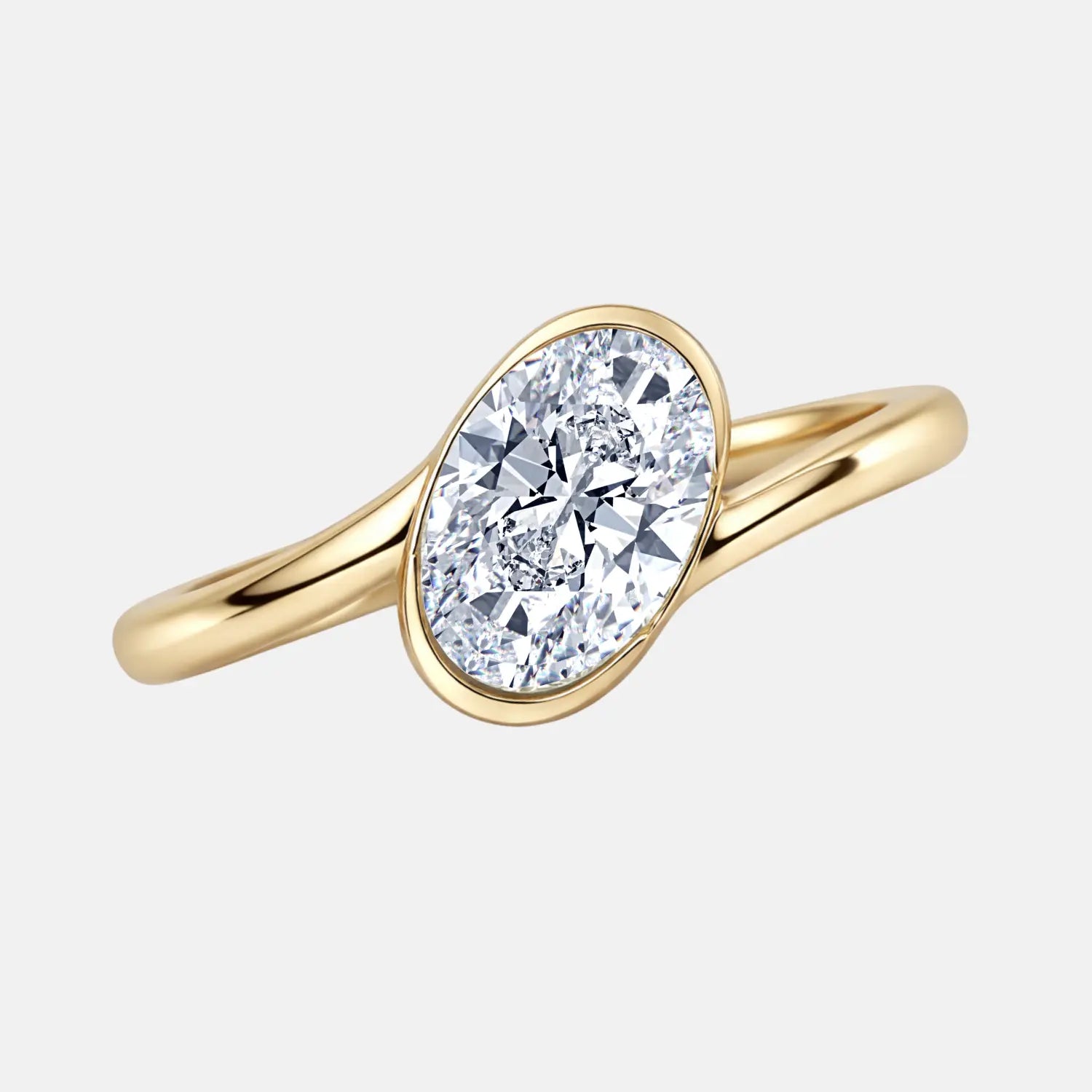 ALMA - Oval Bezel Set Solitaire Ring 3/4 AG & CO Jewellery