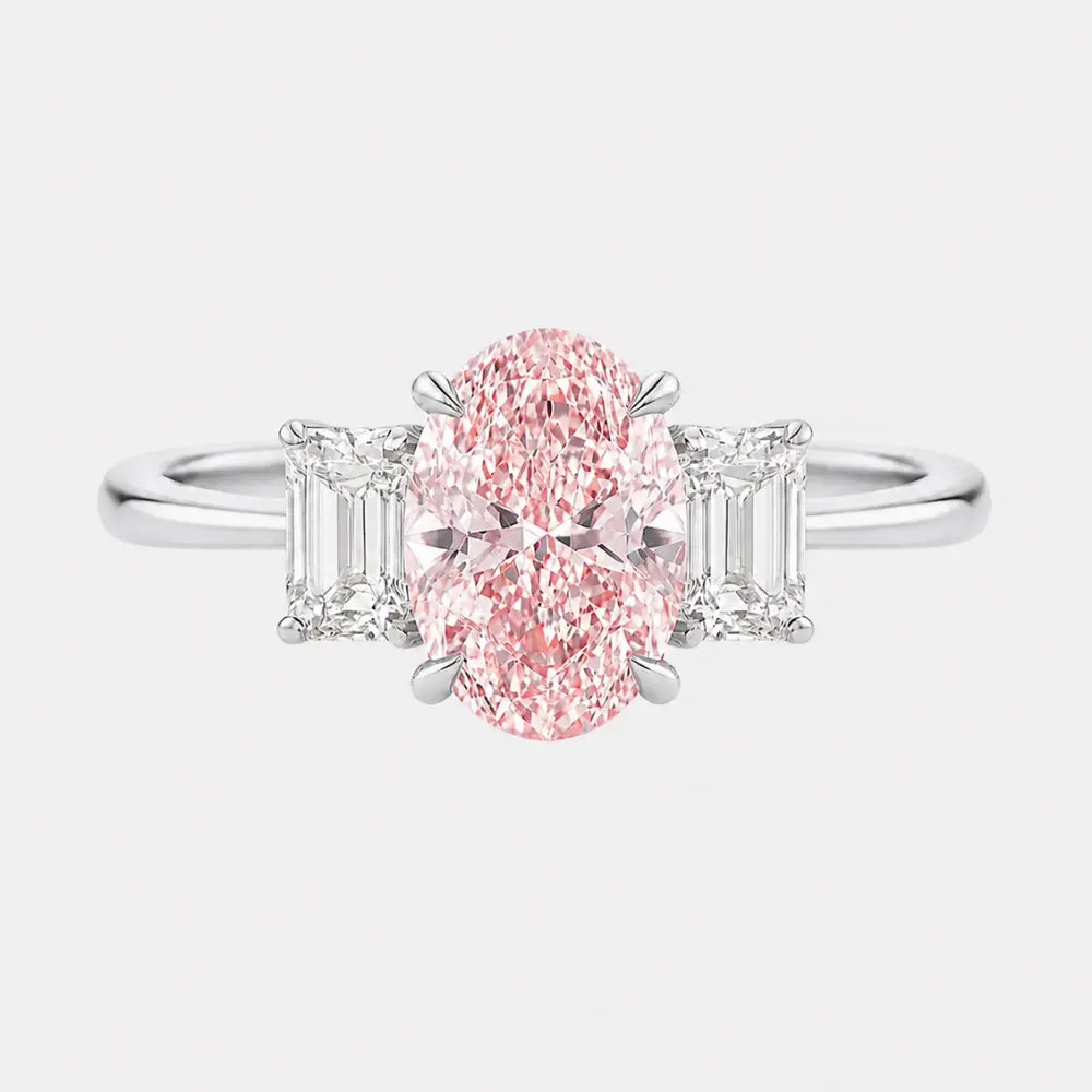 alora pink oval trilogy engagement ring ag & co jewellery