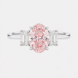 ALORA Pink Oval Trilogy Engagement Ring