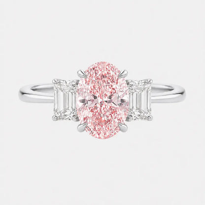 ALORA Pink Oval Trilogy Engagement Ring AG & CO Jewellery