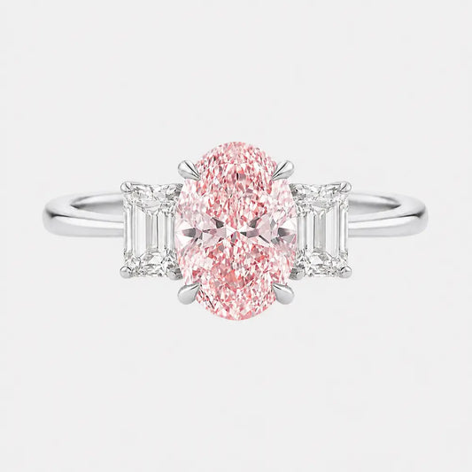 ALORA Pink Oval Trilogy Engagement Ring AG & CO Jewellery