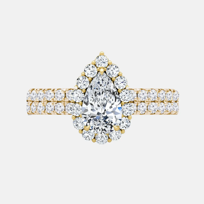 AMARA double band pear halo engagement ring AG & CO Jewellery