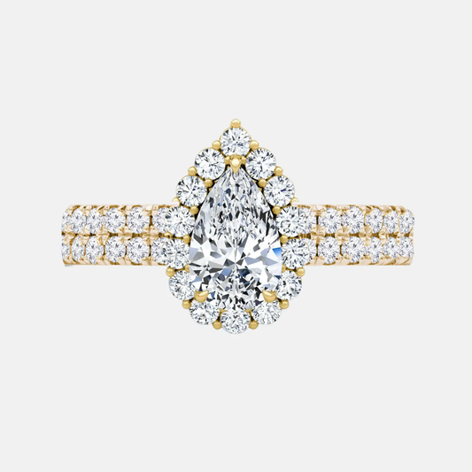 AMARA double band pear halo engagement ring AG & CO Jewellery