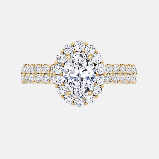 AMARISE double band oval halo engagement ring AG & CO Jewellery