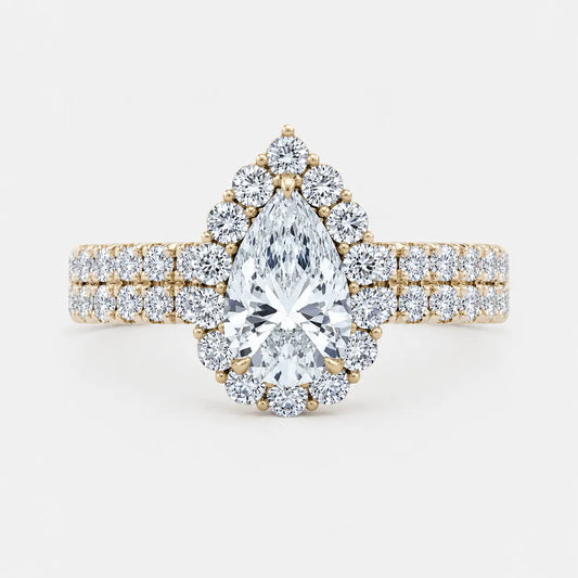 AMIR Double Band Pear Halo AG & CO Jewellery