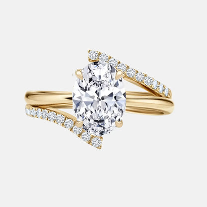 ANA - Oval Solitaire & Diamond Curve Pave Band AG & CO Jewellery