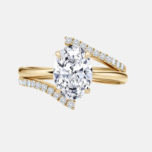 ANA - Oval Solitaire & Diamond Curve Pave Band AG & CO Jewellery