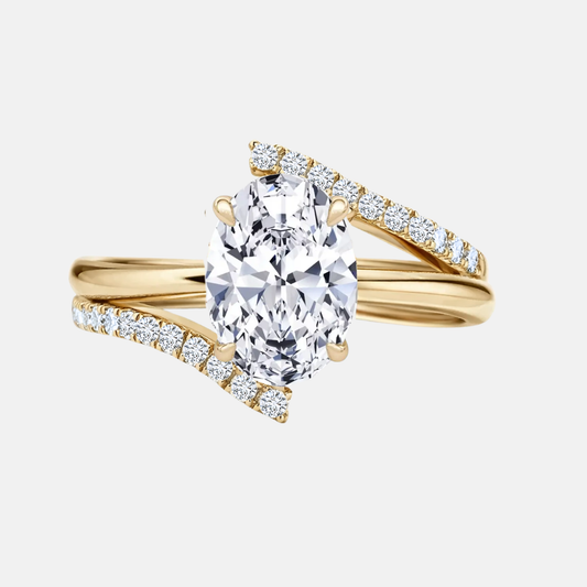 ANA - Oval Solitaire & Diamond Curve Pave Band AG & CO Jewellery