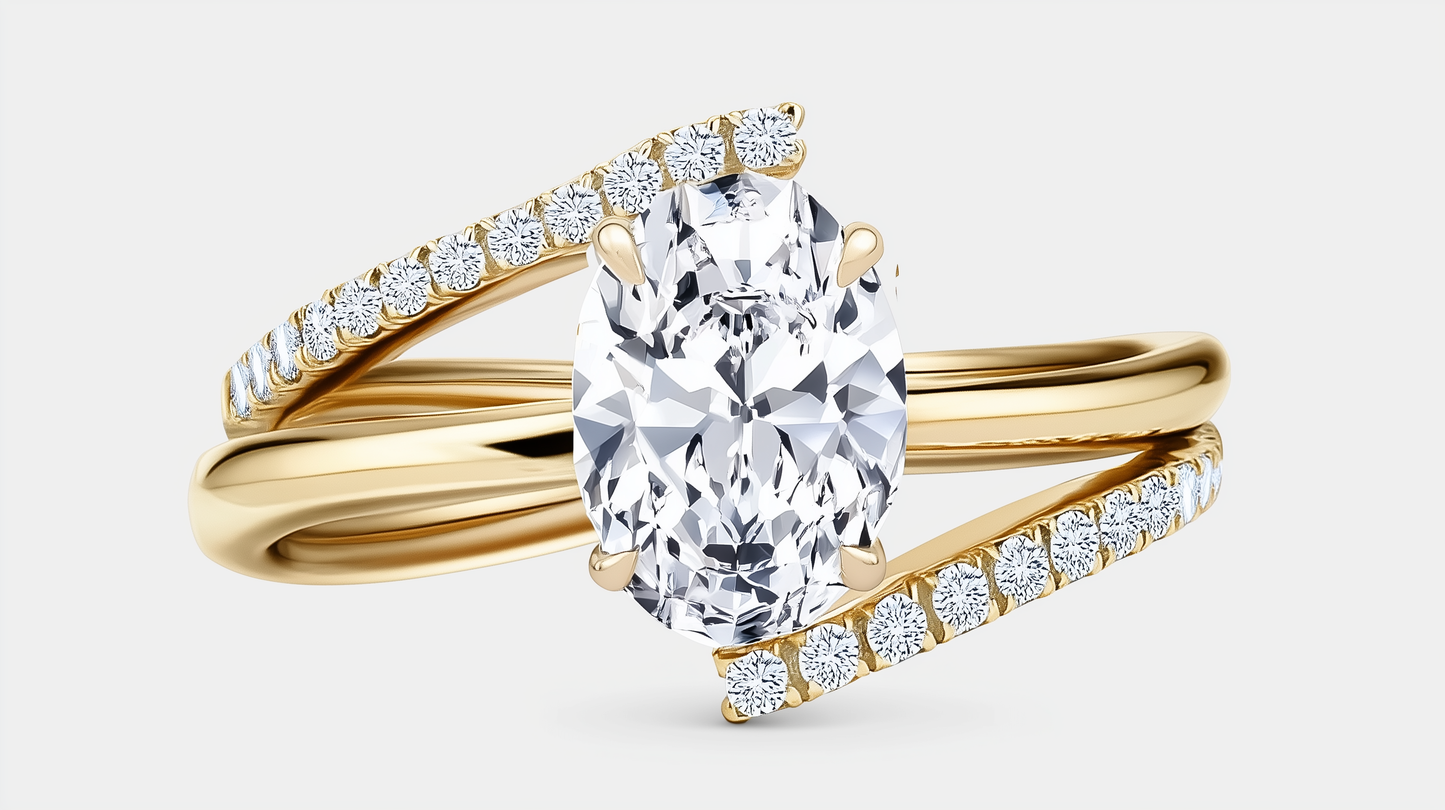 ana - oval solitaire & diamond curve pave band ag & co jewellery