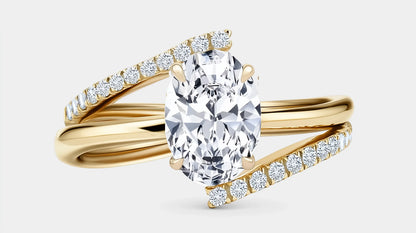 ANA - Oval Solitaire & Diamond Curve Pave Band AG & CO Jewellery