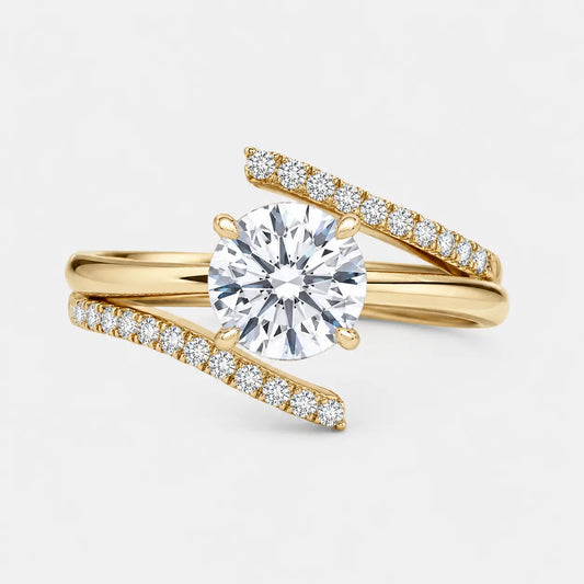 ANA - Round Solitaire & Diamond Curve Pave Band AG & CO Jewellery