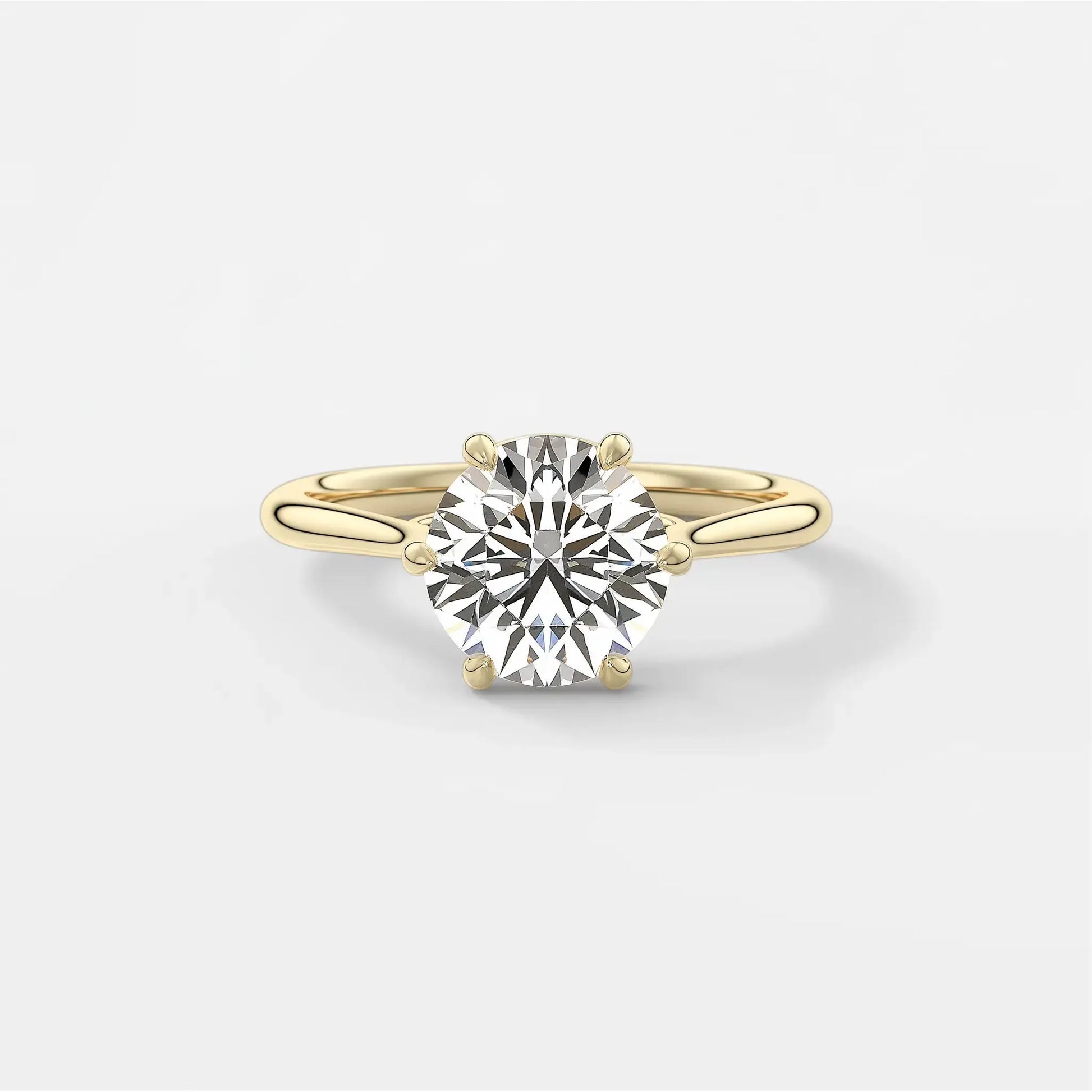 6 Prong Round Solitaire Engagement Ring 18K Solid Yellow Gold AG & CO Jewellery